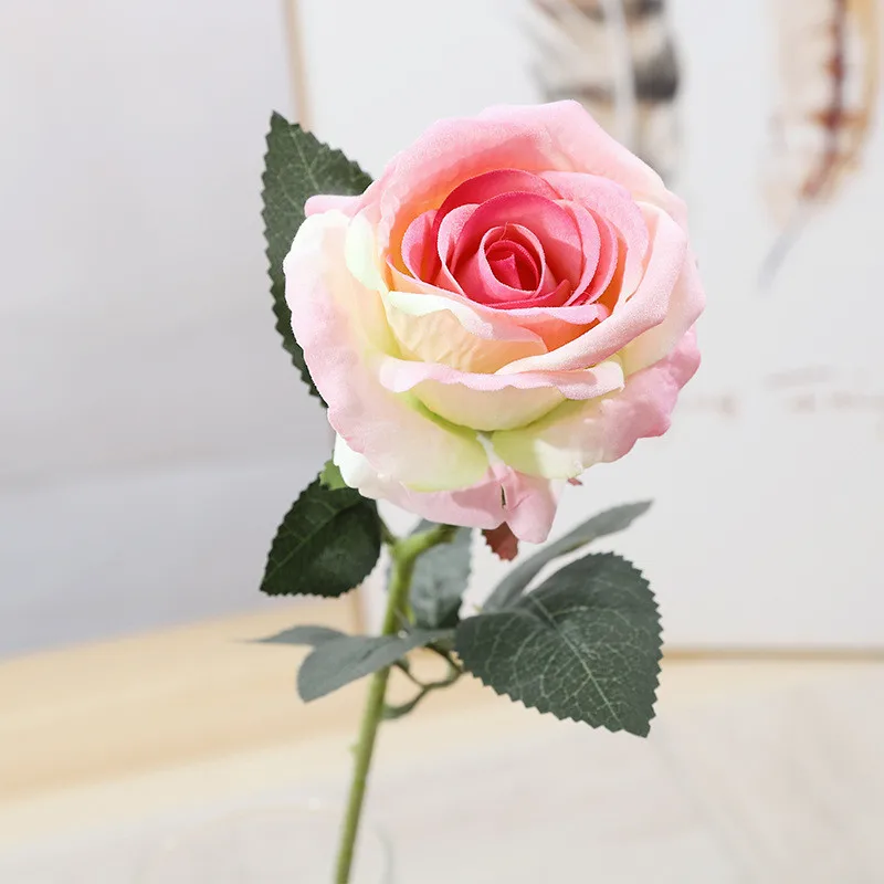 Pink 1 шт./лот, латексная Роза, искусственные цветы, настоящая Роза на ощупь, цветы на год, украшение для дома, свадьбы, вечеринки, подарок на день рождения - Цвет: Pink