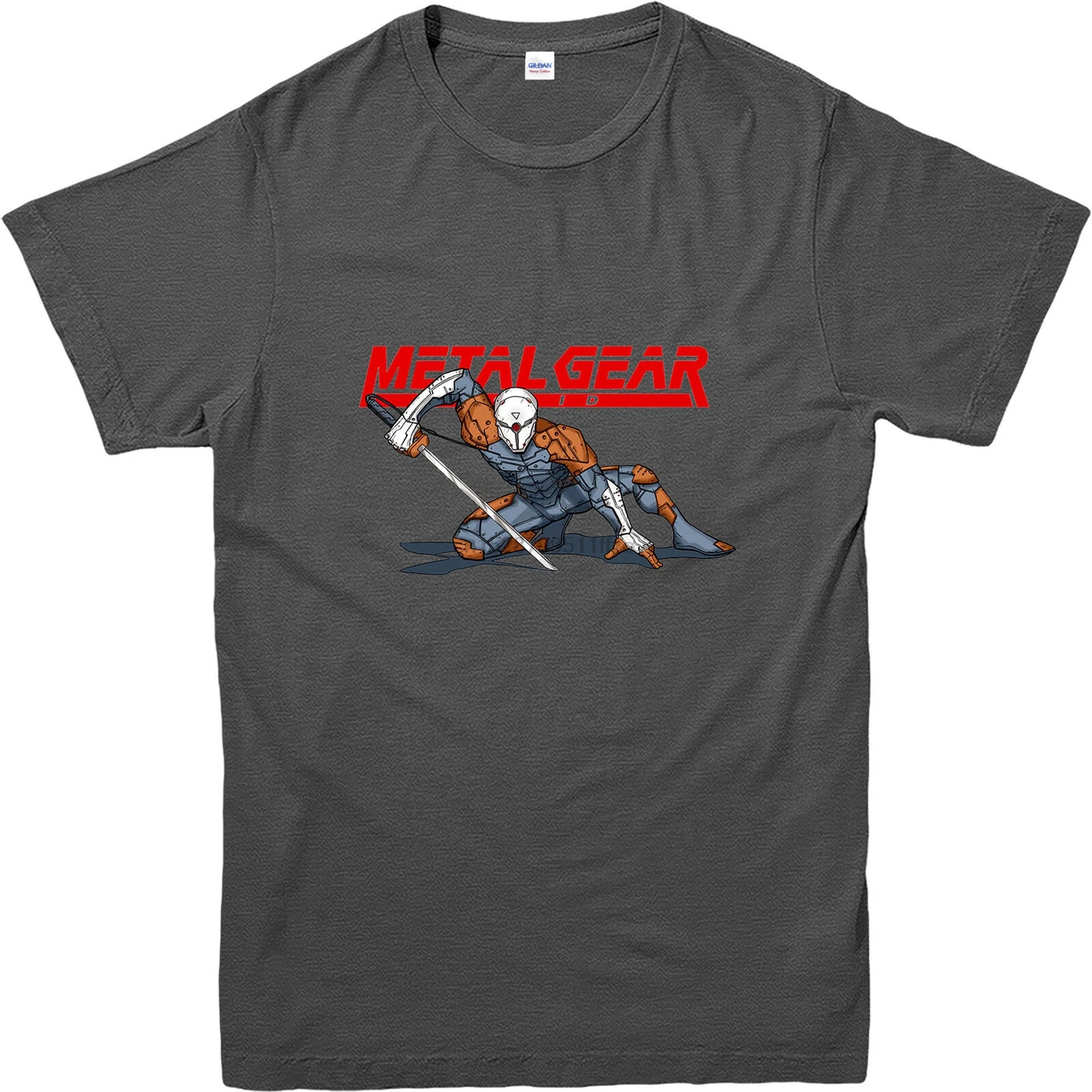 Однотонная футболка с металлическим рисунком оранжевого и серого цвета