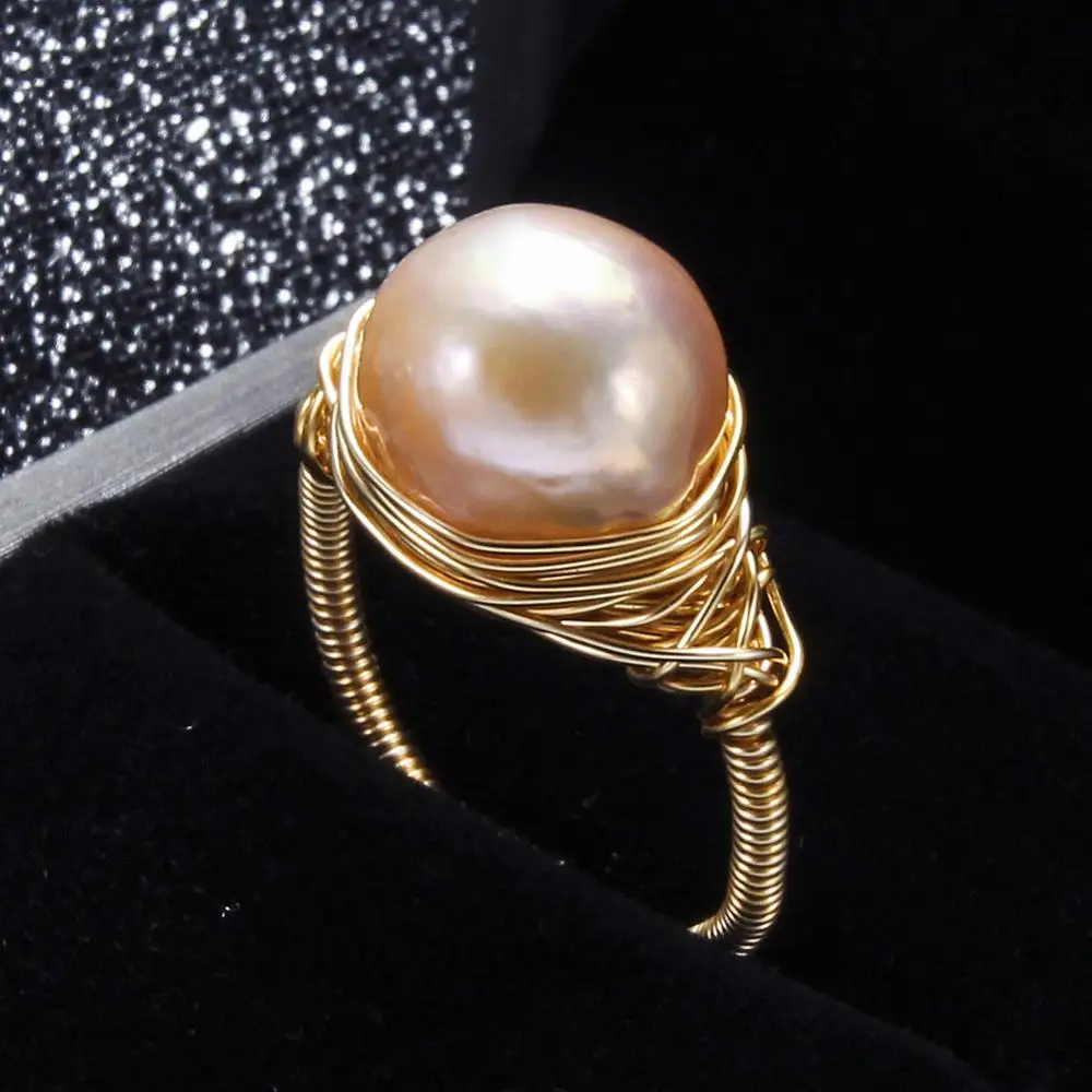 

Handmade Original Design Pearl Rings Natural Baroque Fresh Water Pearl Ring For Women Wedding Gift Pearls Rings Fine Jewelry