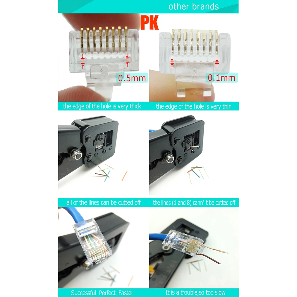 200 шт. сетевые обжимные соединители Cat6a Cat7 RJ45 | Компьютеры и офис