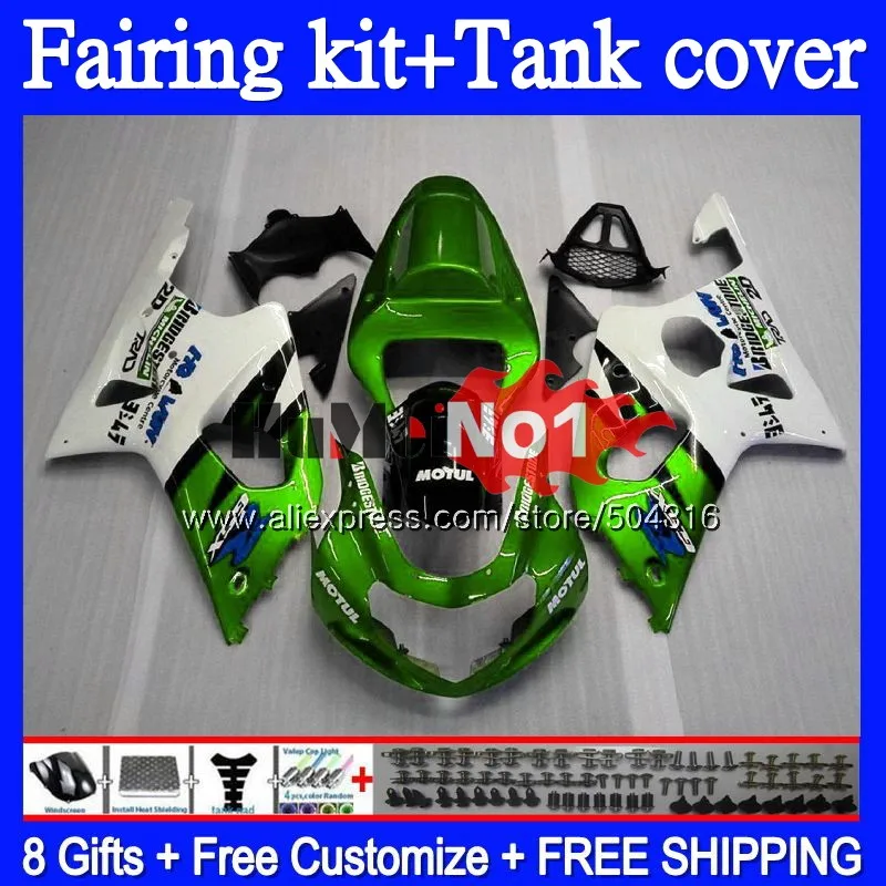 

+Tank For SUZUKI GSXR-1000 K2 GSX-R1000 GSXR1000 66MC.108 GSXR 1000 1000CC GSX R1000 00 01 02 2000 2001 2002 Green Gloss Fairing