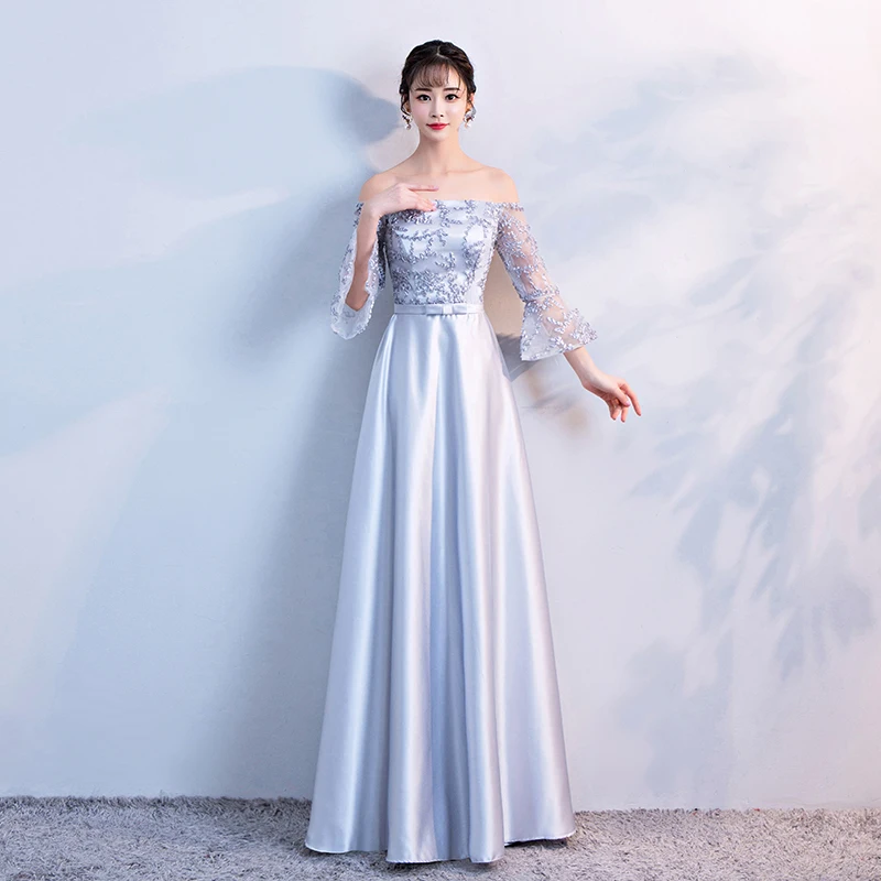 Серые Элегантные бордовые платья для подружки невесты элегантные вечерние