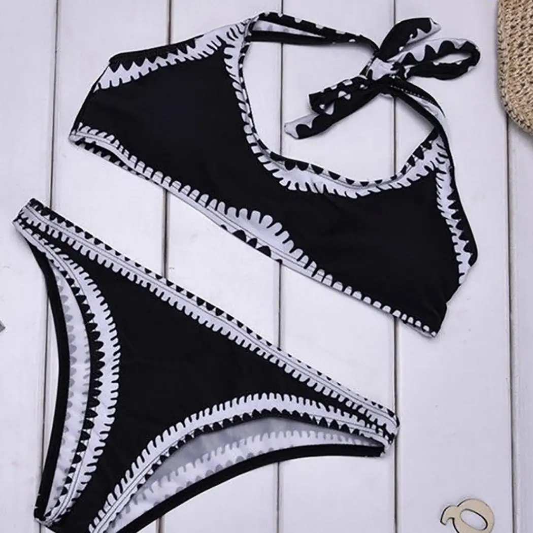 Женский Повседневный раздельный купальник лоскутный контрастный цвет пляжное