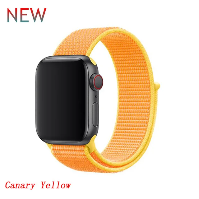 Последняя нейлоновый ремешок für apple watch группа 4 44 мм/40 мм, correa apple watch 3 42 мм/38 мм iwatch серии 4/3/2 bunte stecker чехол для телефона на руку - Цвет ремешка: Canary Yellow