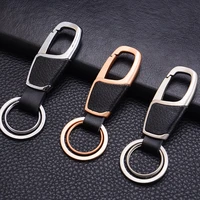 luxury leather men keychain black clasp creative diy keyring holder car accessories for men jewelry gifts fashion trinket