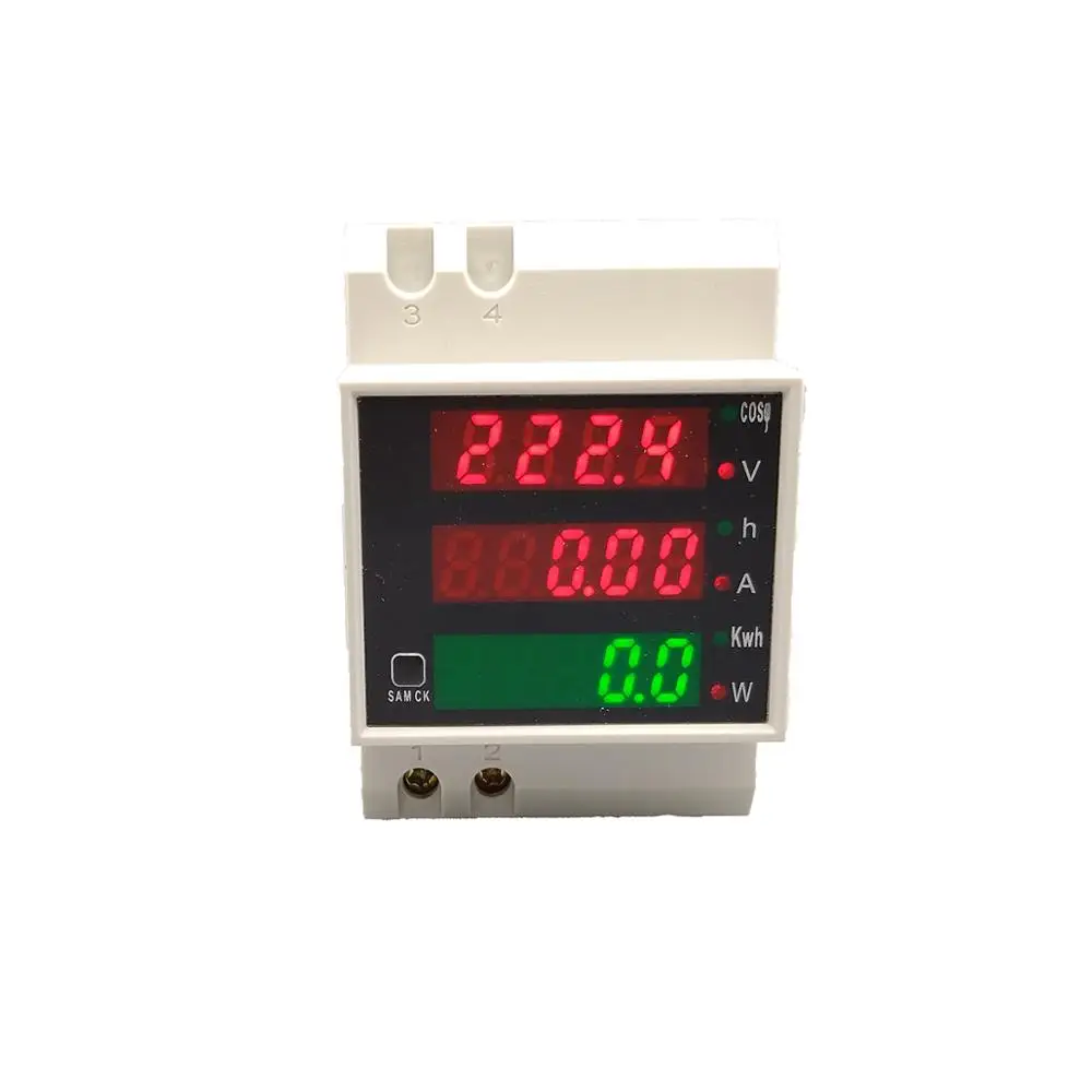

Din rail LED AC 80-300V 0-100.0A voltmeter ammeter display active power and power factor time Energy meter voltage current