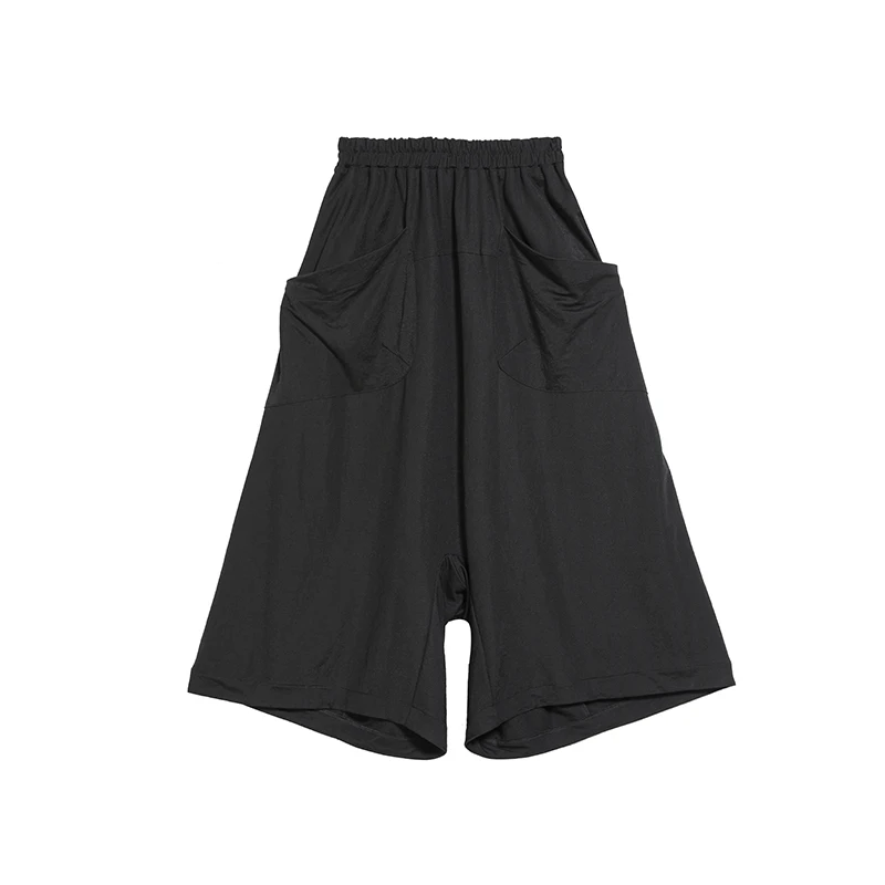 

Summer new casual pants European and American women's pants Frosty wind Loose high waist Big pockets Cropped wide leg pants