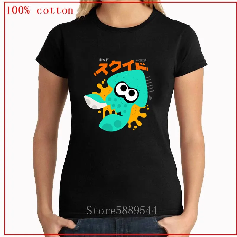 Женская футболка с принтом кальмара KAWAII синяя футболки топы | одежда