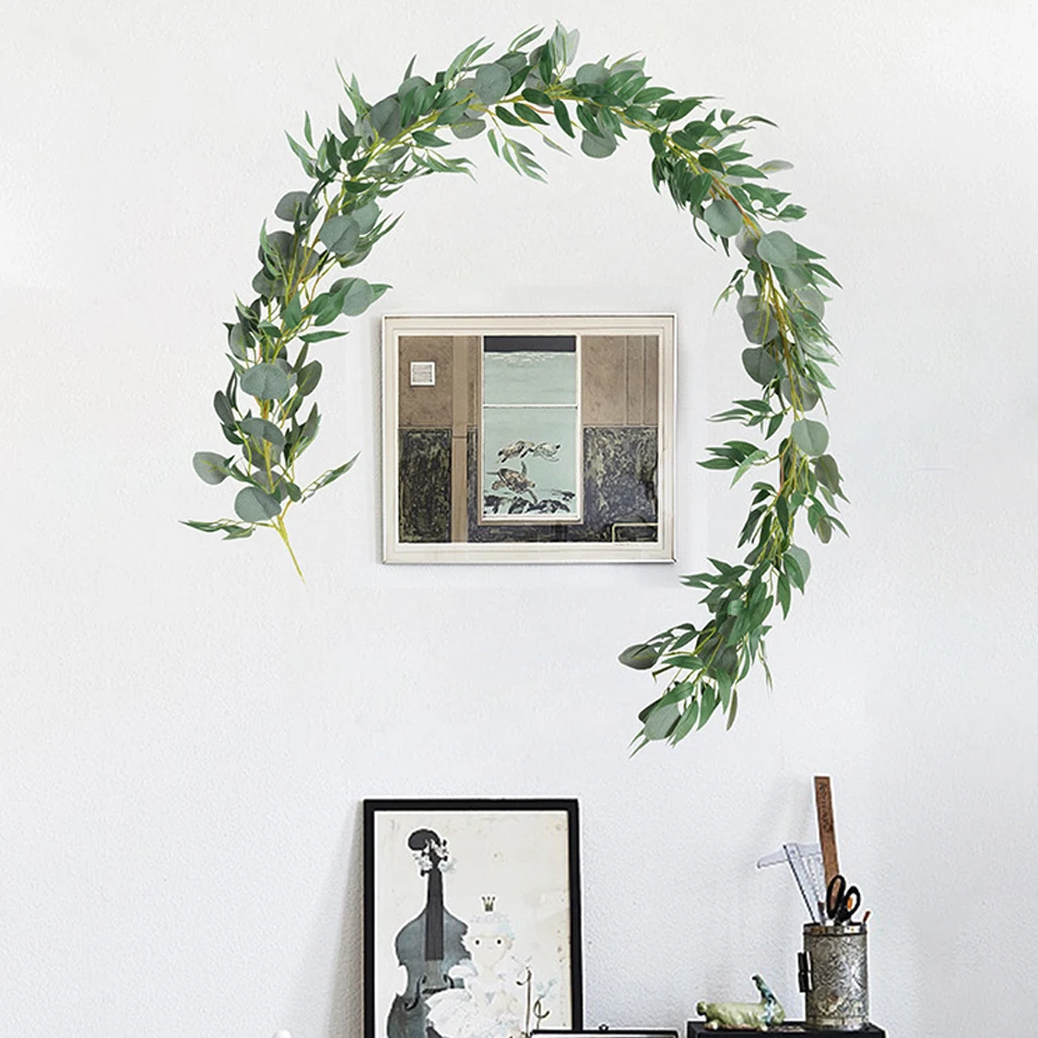 Свадебные украшения 2m искусственный эвкалипт гирлянда листья Длинные