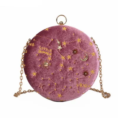 pink Звездное небо круговая модная Замшевая сумка через плечо с цепным ремнем женские сумки через плечо дамская сумочка круглая сумочка - Цвет: pink