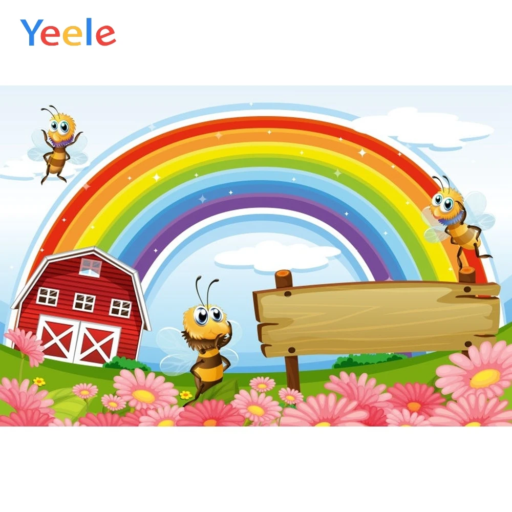 Yeele Радуга ферма пчела цветок мультфильм фон новорожденный Беби Шауэр Детский