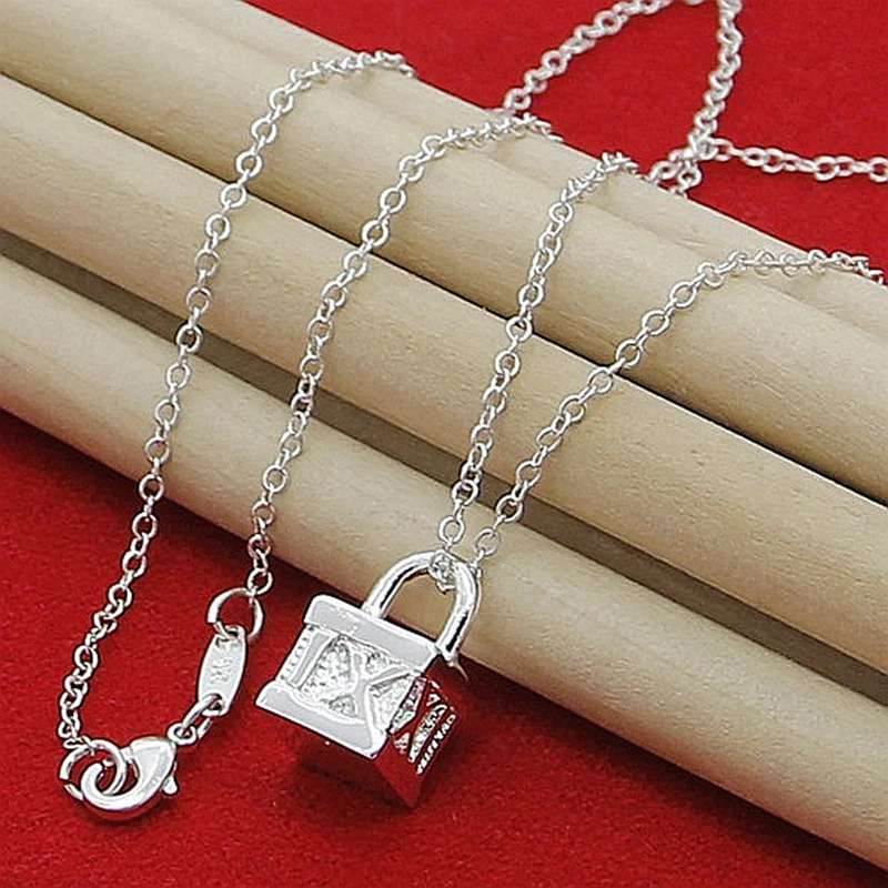 

Brand New Design Necklace 925 Sterling Silver Jewelry Square Roma Necklace Pendant Women Collier Femme Best Gift