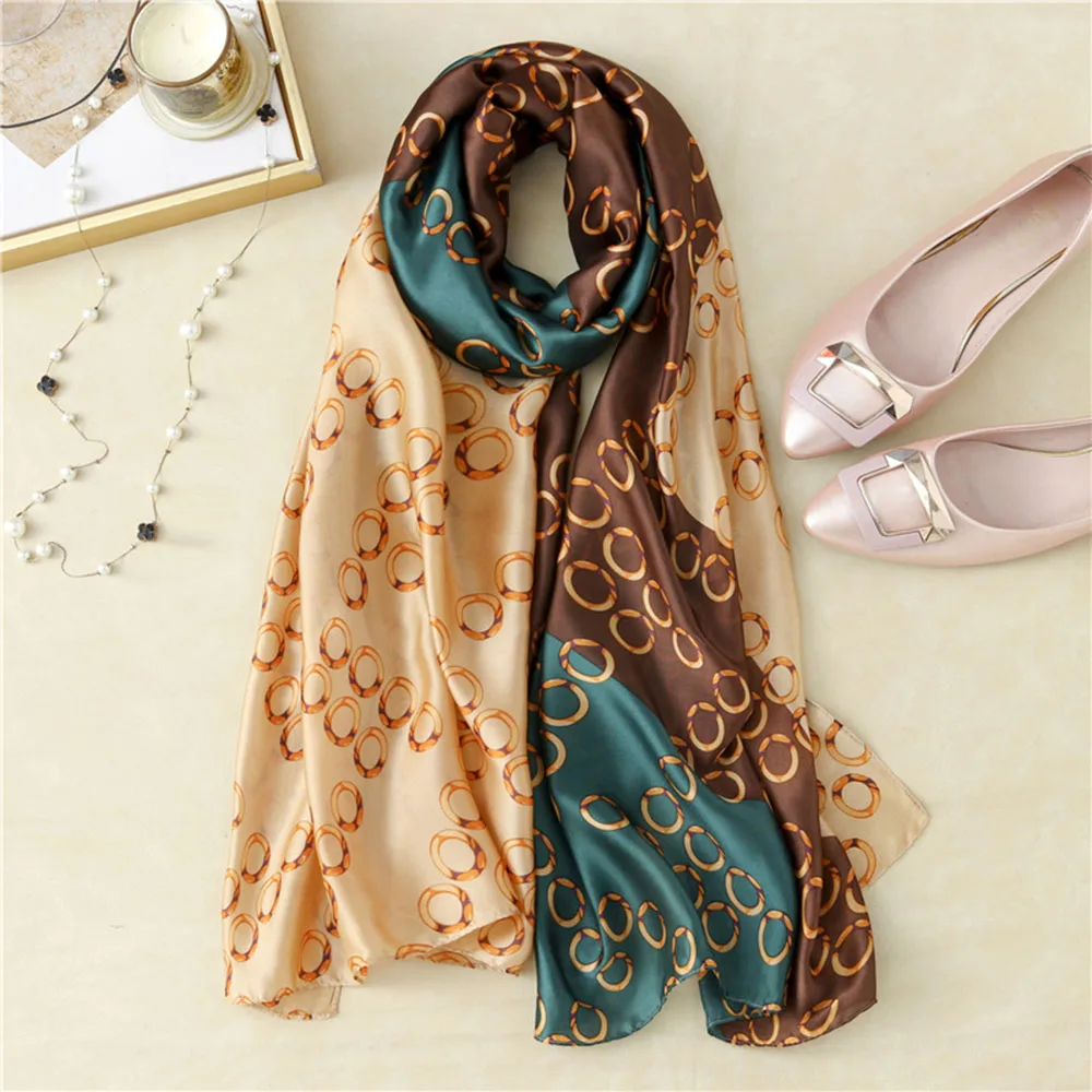 

New version of Su Mingyu Yao Chen the same printed silk scarf sunscreen simulation silk decorative silk scarf wholesale