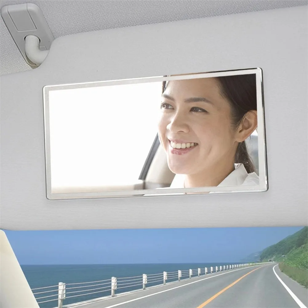 

150*80mm Car Interior Stainless Steel Portable Car Makeup Mirror Auto Visor HD Cosmetic Mirrors Universal Car Interior Mirror