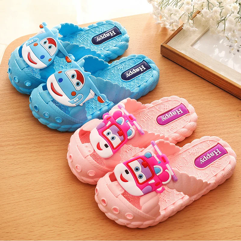Тапочки детские мягкие Нескользящие домашние тапочки с мультяшным принтом без