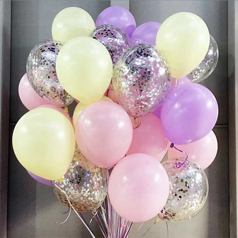 Серебряные шары с конфетти 10 шт./лот дюймов латексные Макарон для дня рождения