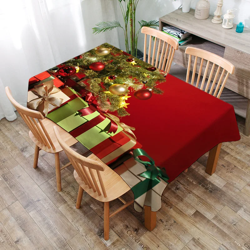

European and American style printed Christmas series polyester pattern washable decorative household waterproof tablecloth