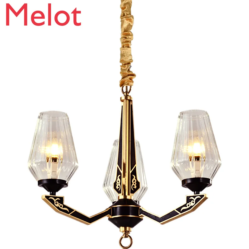 

American Retro Copper Living Room Chandelier Simple Atmosphere Villa Showroom Bedroom Dining Room Lamps