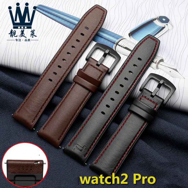22mm Genuine Leather + Silicone Watchband  For Huawei watch 2 Pro/GT ticwatc2in 1 Strap Fashion Men's Replacement Quick release