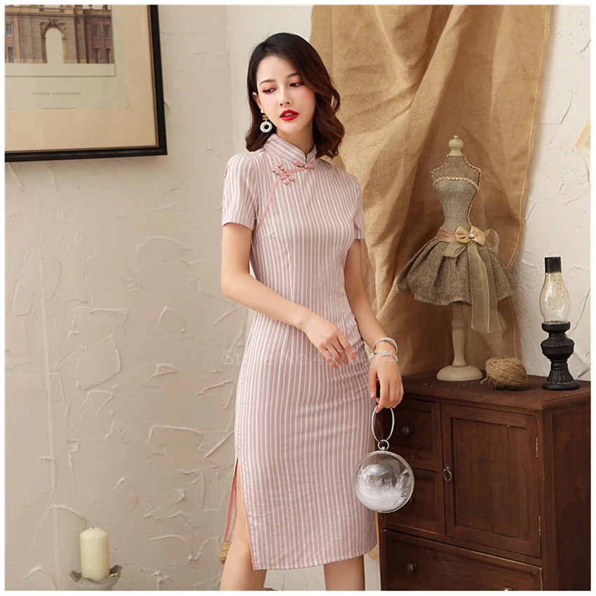 Традиционное китайское платье Ципао в стиле ретро для женщин и девушек