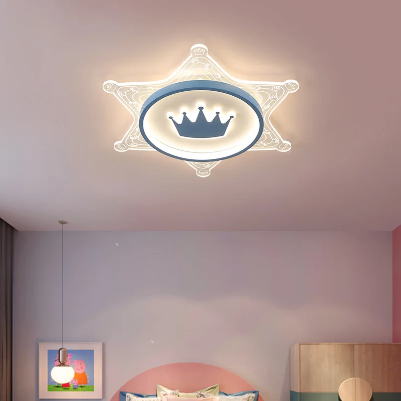 

Простой Современный Креативный светодиодный потолочный светильник для детской комнаты, светильник со звездой и короной для детской спальн...
