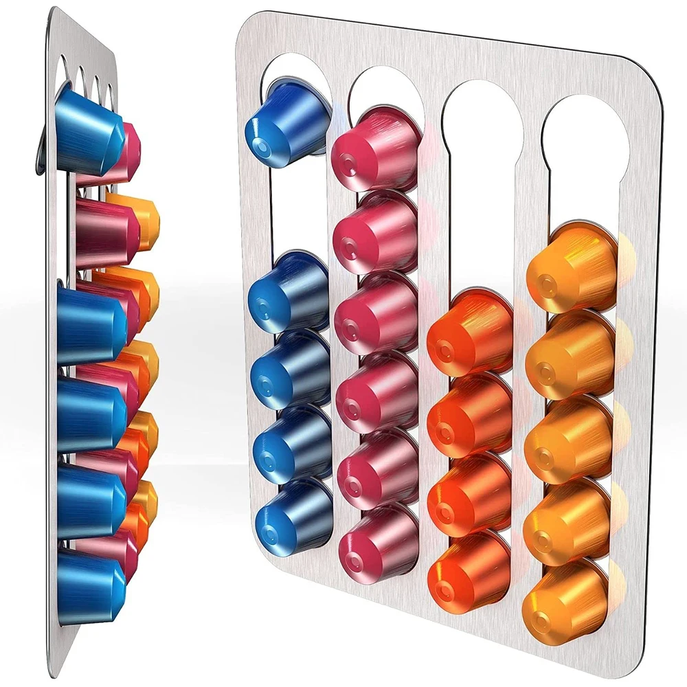 

Stainless Steel Coffee Pod Holder Organizer Compatible With Nespresso Pods, Pod Storage Compatible with Nespresso Capsules