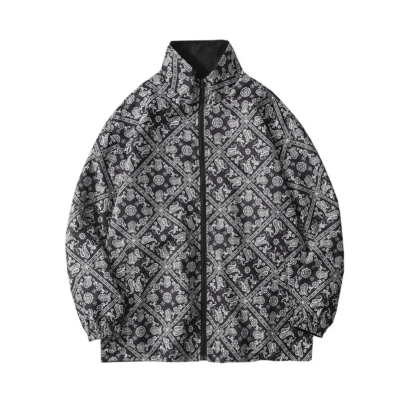 

new Korean street style printed jacket with zipper on both sides for autumn 2020 men