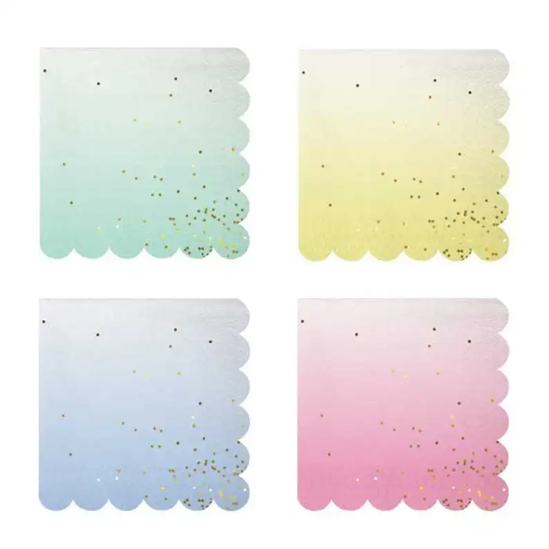 Disposable Tableware Gold Foil Gradient Paper Plates/Cups/Napkins For Home Kids Birthday Wedding Baby Shower Party Decorations | Дом и сад
