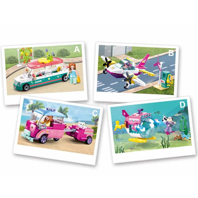 Sluban Pink Dream Series Building Blocks 469pcs B0921 Aircraft Submarine Car Assembled Model Brick Children Toy Gift | Игрушки и хобби
