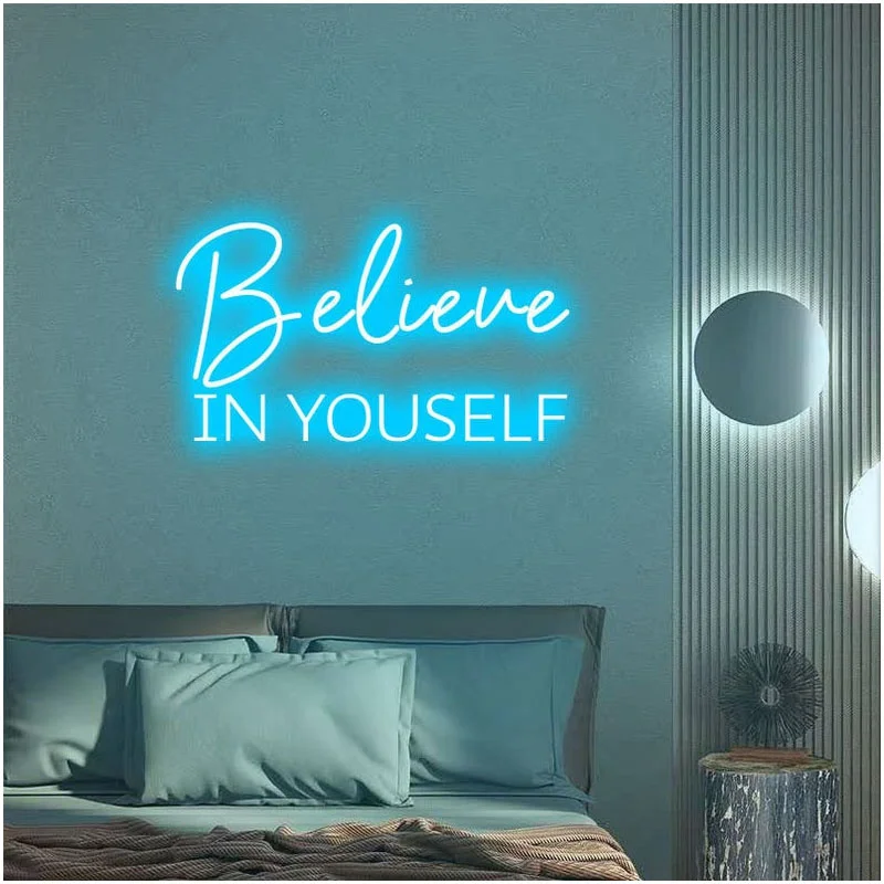 OHANEONK Custom Believe In yourself Led Neon Sign Wall Art Gift For Office School Home Room Wall Decor Motivational Slogan