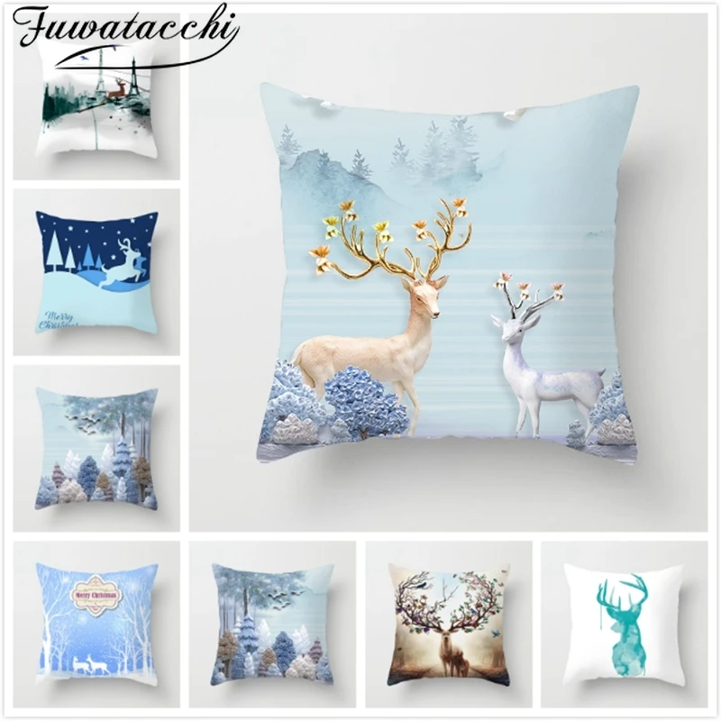 Чехол для подушки с изображением рождественского оленя леса фуватачи чехол
