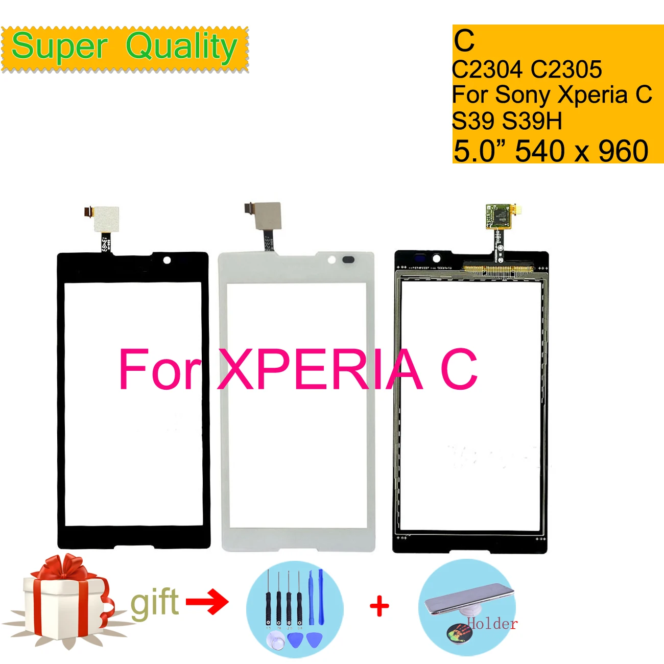 Сенсорный экран 5," для sony Xperia C S39H C2304 C2305 сенсорный экран дигитайзер Переднее стекло Сенсорная панель сенсор Замена объектива