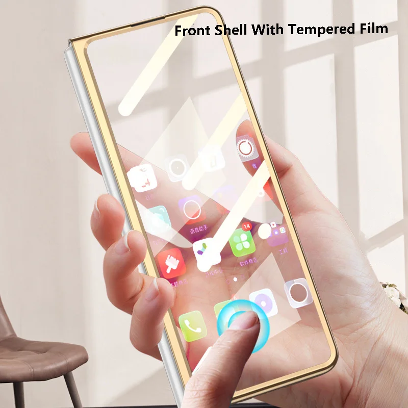 plain leather case for samsung galaxy z fold 3 5g phone cover with tempered glass protective film fitted fundas for samsung w22 free global shipping