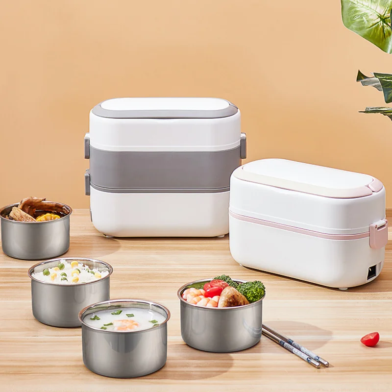 MINI Rice Cooker Thermal Heating Electric Lunch Box 1/2 Layers Portable Food Steamer Cooking Container Meal Lunchbox Warmer