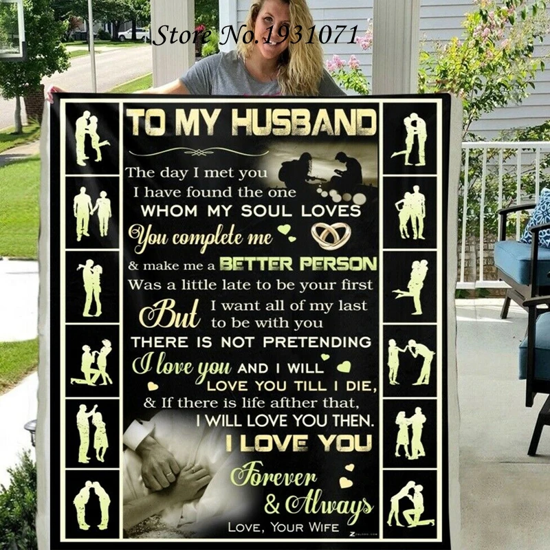 Подарочное Флисовое одеяло с 3D принтом для кровати надписью моему мужу плотное