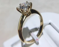 handmade s925 logo pure solid yellow gold ring luxury round solitaire 8mm 2 0ct lab diamond wedding rings for women