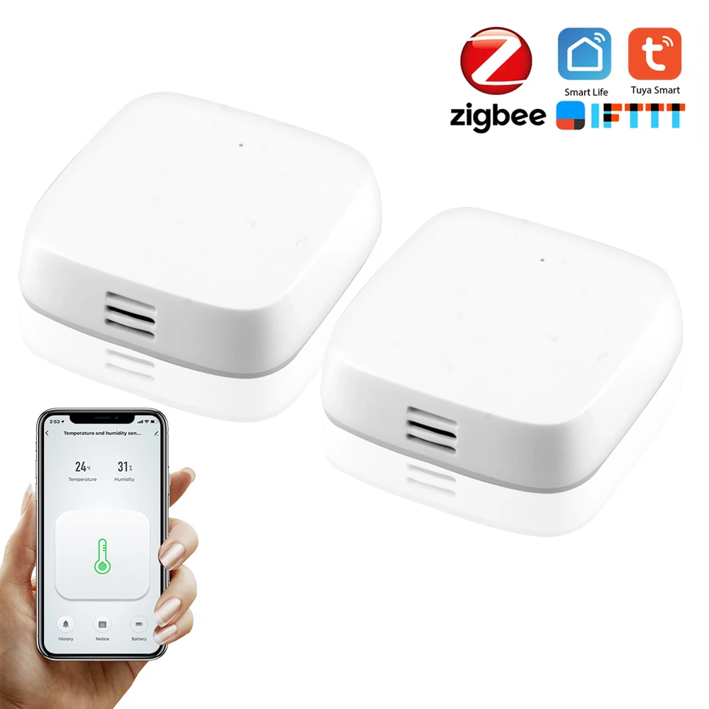 Датчик температуры и влажности Tuya Smart Zigbee высокоточный T & H сенсор работает с хаб