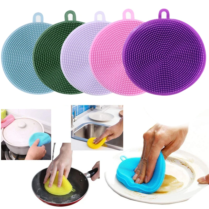 

5PCS Silicone Dish Washing Sponge Magnic Scrubber Kitchen Cleaning Brush Dishwasher Sponges Household Brushes Kitchen Accessory
