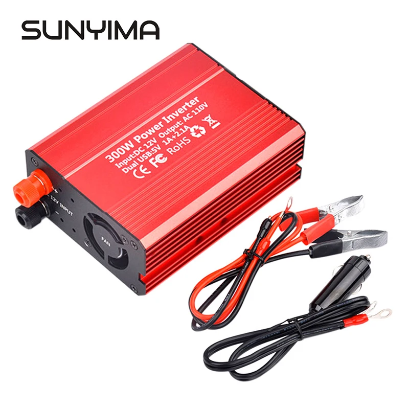 SUNYIMA DC12V до 110 В 220 300 Вт инвертор пиковая мощность 600 двойной USB 3.1A