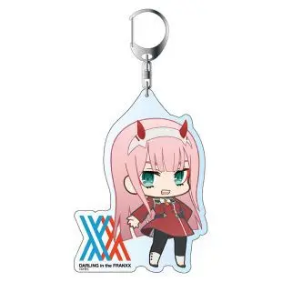 

Anime DARLING In The FRANXX Acrylic Keychain Cartoon Figure Otaku Acrylic Pendent Zero Two 02 Keyring cosplay Accessories