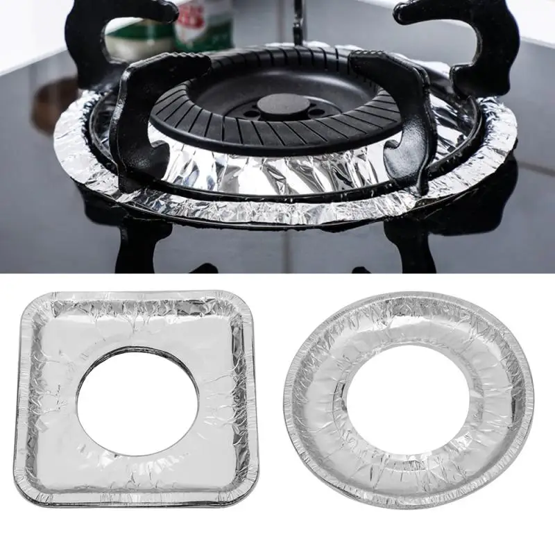 

10pcs Gas Stove Gas Stove Tin Foil Protective Pad Heat Resistant Aluminum Foil Paper Clean Oilproof Paper Mat Kitchen Accessorie