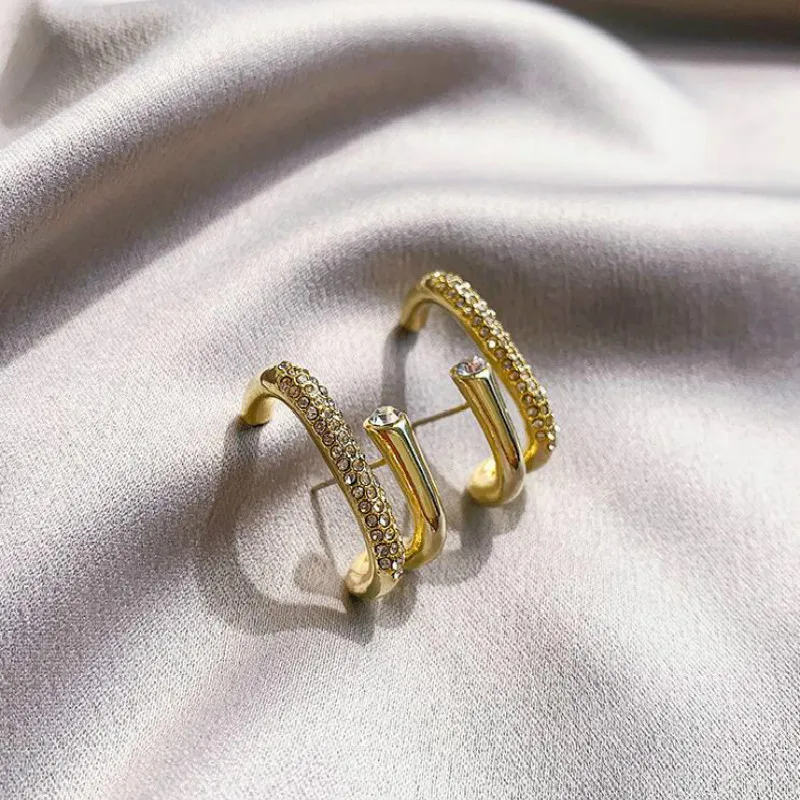 Женские Геометрические серьги подвески простые корейские круглые с кристаллами