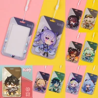 hot game genshin impact venti keqing diluc tartaglia xiao student id bus bank card holder cosplay keychain card case pendant toy