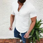 Мужская Повседневная футболка из хлопка и льна, свободные топы, футболка с коротким рукавом, новинка 2020, модные рубашки с принтом для мужчин, искусственная уличная одежда
