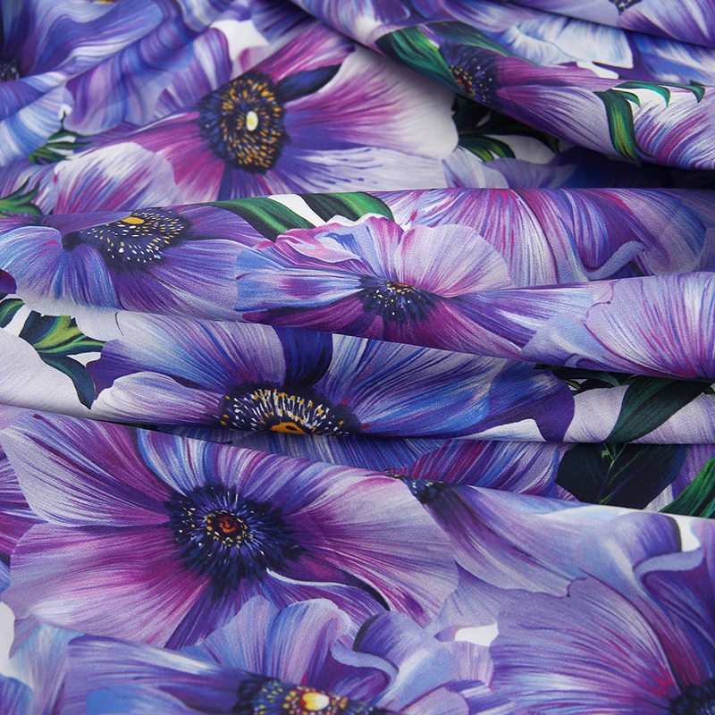 145 см ширина Сицилия фиолетовый анемон Хлопок или имитация хлопка ткань для