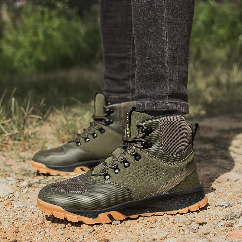 Outdoor Breathable Men Hiking Shoes Professional Climbing Camping Boots Men Wear-resistant Winter Mens Mountain Boots Big size