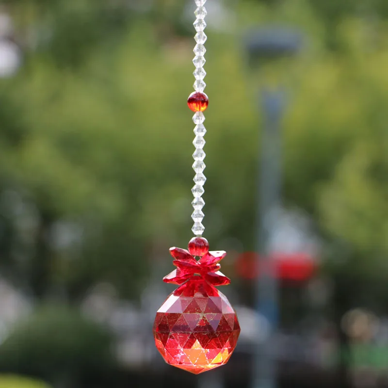 1 шт. красная люстра Хрустальный Ловец Солнца шар призма кулон Радужный