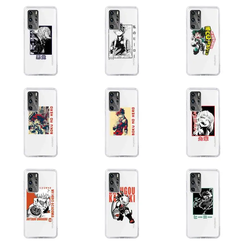

boku My hero academia Phone Case For Huawei P40 P30 P20 Mate Honor 10i 30 20 i 10 40 8x 9x Pro Lite Transparent Cover