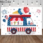 Фон для фотосъемки с изображением мороженого магазина дня рождения красные синие полосы фейерверк Декор реквизит детская ПОРТРЕТНАЯ ФОТОГРАФИЯ фон для фотостудии