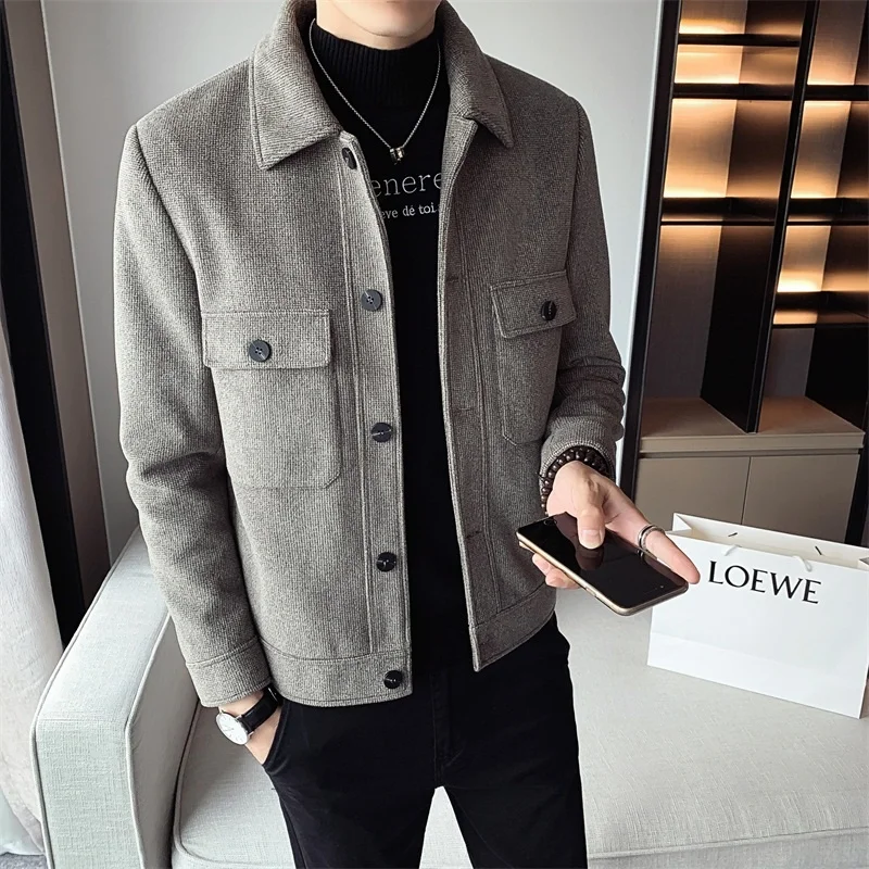 Осень-зима 2022 новое шерстяное пальто мужское кашемировое приталенная шерстяная